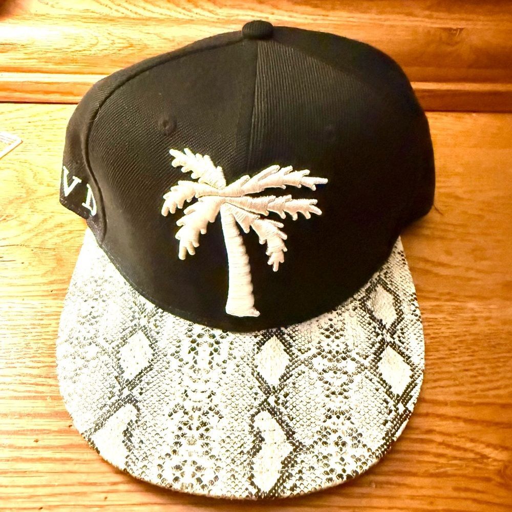 BLVD Black and White Palm Tree SnapBack Cap